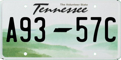 TN license plate A9357C