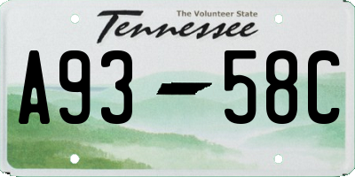 TN license plate A9358C