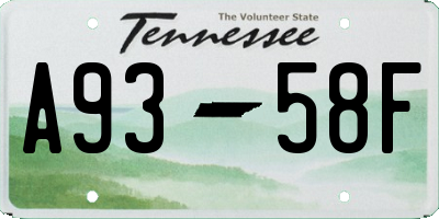TN license plate A9358F