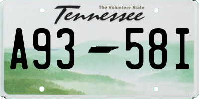 TN license plate A9358I