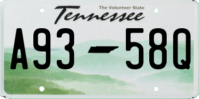 TN license plate A9358Q