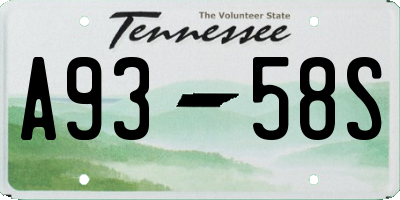 TN license plate A9358S