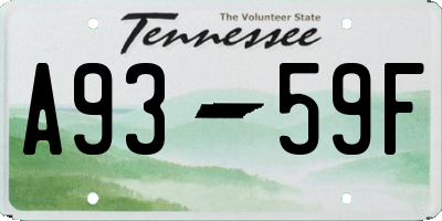 TN license plate A9359F