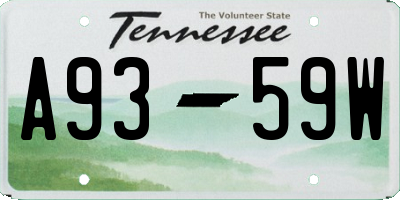 TN license plate A9359W