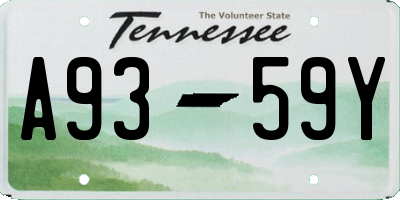 TN license plate A9359Y