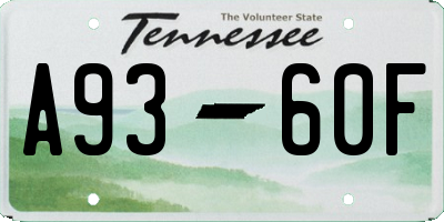 TN license plate A9360F