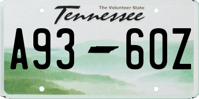 TN license plate A9360Z