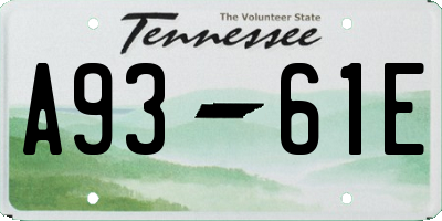TN license plate A9361E