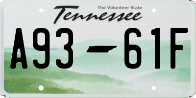 TN license plate A9361F
