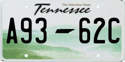 TN license plate A9362C