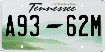 TN license plate A9362M