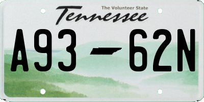 TN license plate A9362N