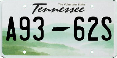 TN license plate A9362S