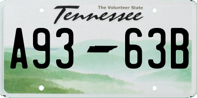 TN license plate A9363B