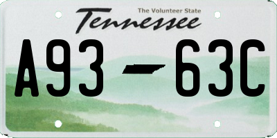 TN license plate A9363C