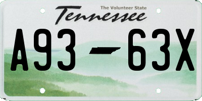 TN license plate A9363X