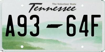 TN license plate A9364F