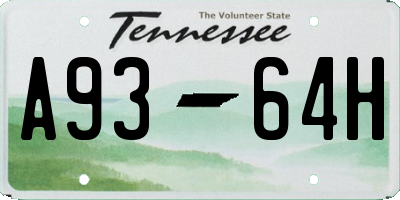 TN license plate A9364H