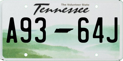 TN license plate A9364J
