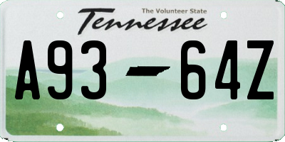 TN license plate A9364Z