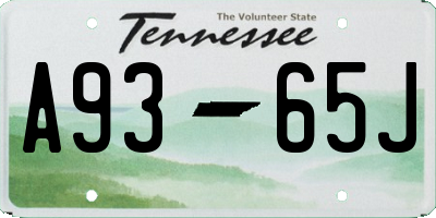 TN license plate A9365J