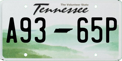 TN license plate A9365P