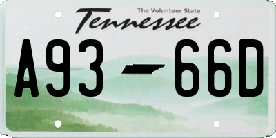 TN license plate A9366D