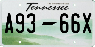 TN license plate A9366X