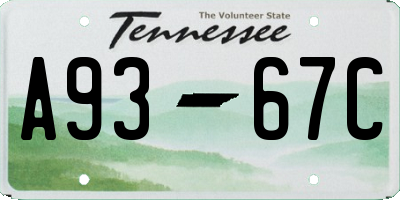 TN license plate A9367C