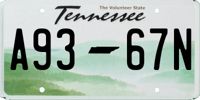 TN license plate A9367N