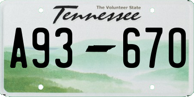 TN license plate A9367O