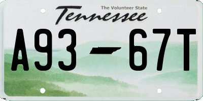 TN license plate A9367T