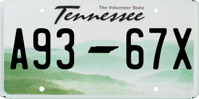 TN license plate A9367X