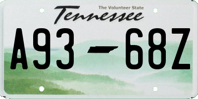 TN license plate A9368Z