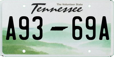 TN license plate A9369A