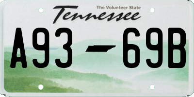 TN license plate A9369B