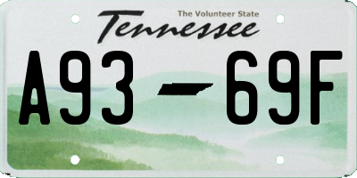 TN license plate A9369F