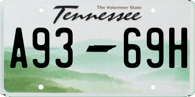 TN license plate A9369H