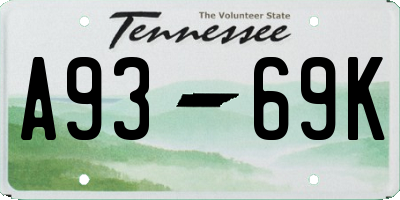 TN license plate A9369K