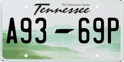 TN license plate A9369P