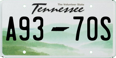 TN license plate A9370S