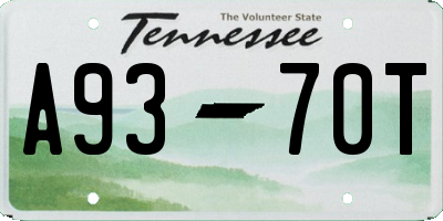 TN license plate A9370T
