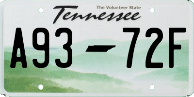 TN license plate A9372F