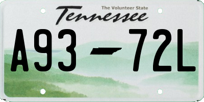 TN license plate A9372L