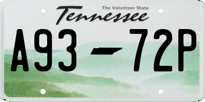 TN license plate A9372P