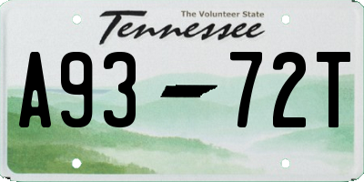 TN license plate A9372T