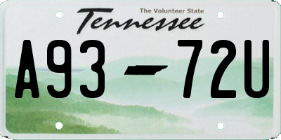 TN license plate A9372U