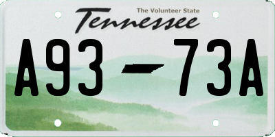 TN license plate A9373A