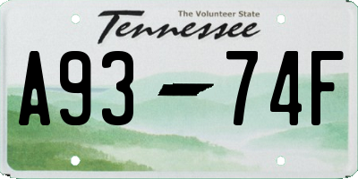 TN license plate A9374F