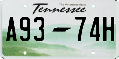 TN license plate A9374H